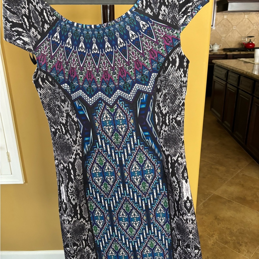 Laundry By Shelli Segal Blue Sheath Mini Dress Cap Sleeve